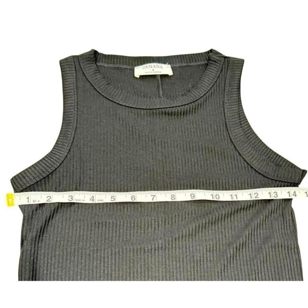 Zenana Womens Ribbed‎ Tank Top Black Crew Neck Sleeveless Basic Size S - Picture 4 of 5
